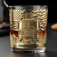 Load image into Gallery viewer, Honor the Brave: Personalized Firefighter Whiskey Glass - Perfect Gift for Retirees and Active Duty Heroes
