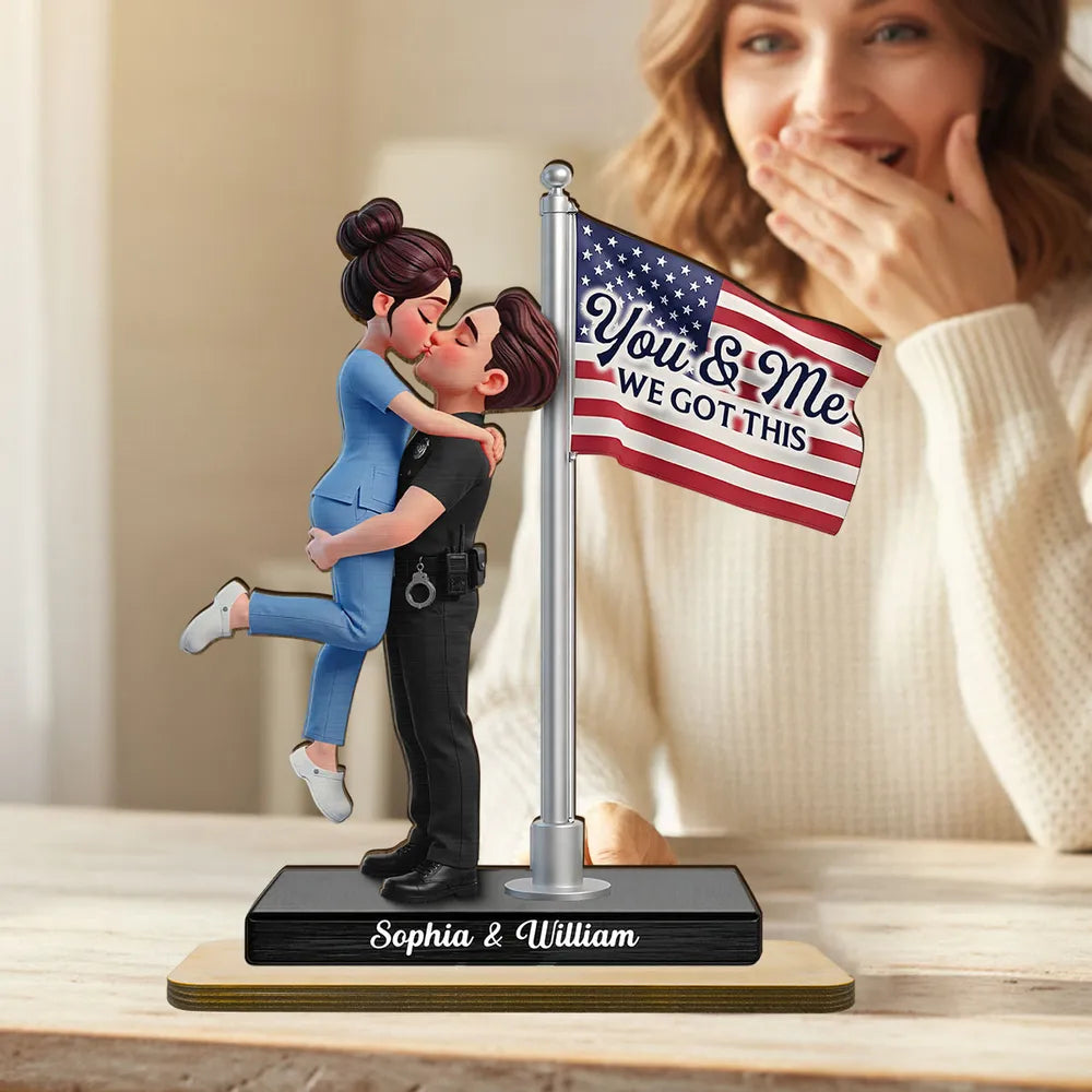 Personalized Couple Figurine for Police Officer and Nurse - Romantic Gift Plaque MagicInPrints