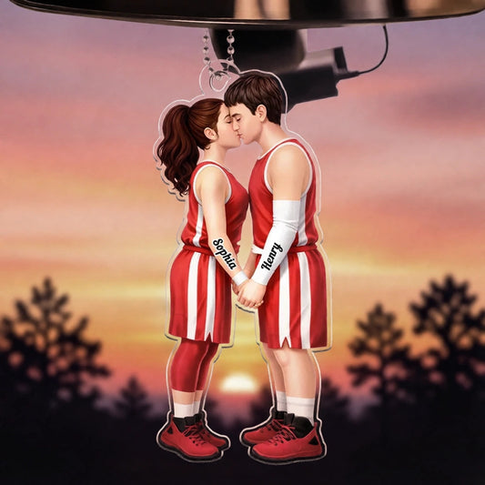 Personalized Couple Basketball Ornament for Romantic Gift - Custom Names Car Hanger MagicInPrints