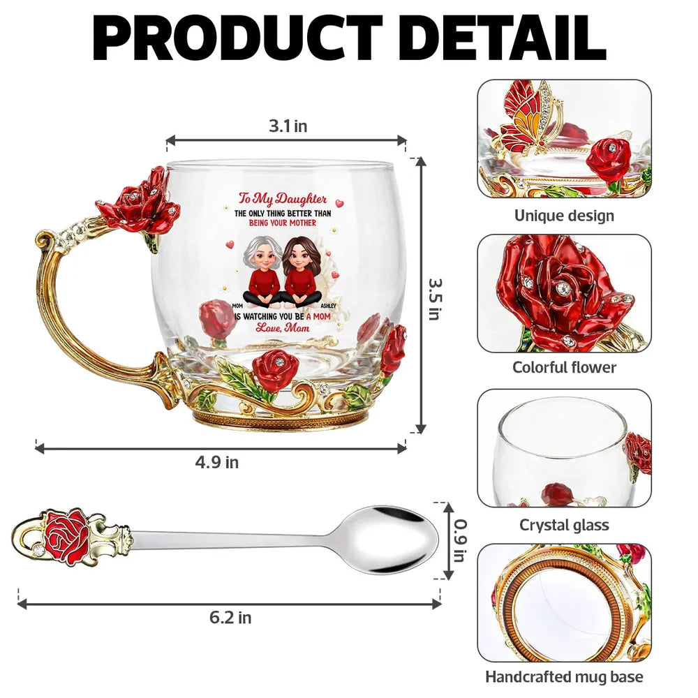 Personalized Glass Mug for Daughter - Floral Design with Heartfelt Message Cup MagicInPrints