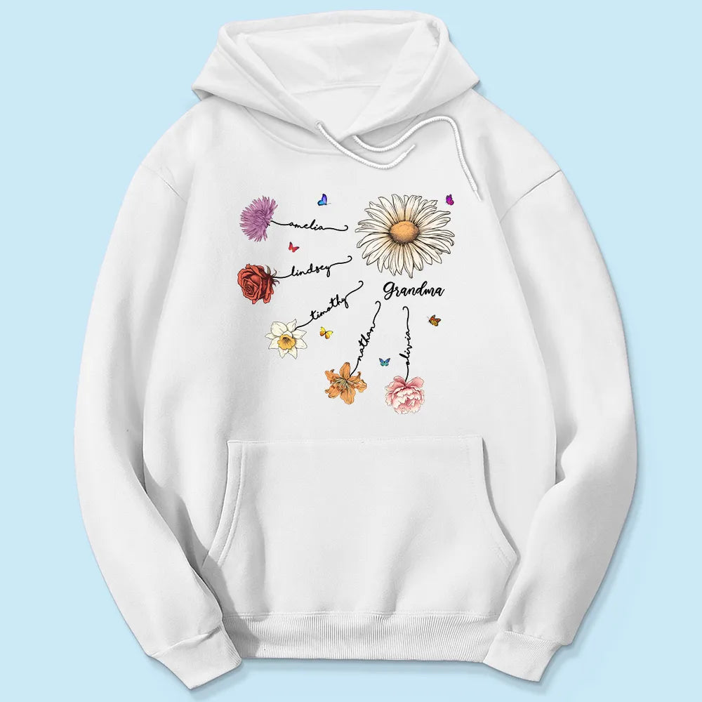 Personalized Family Flower Sweatshirt for Grandma - Sentimental Gift Cloth MagicInPrints