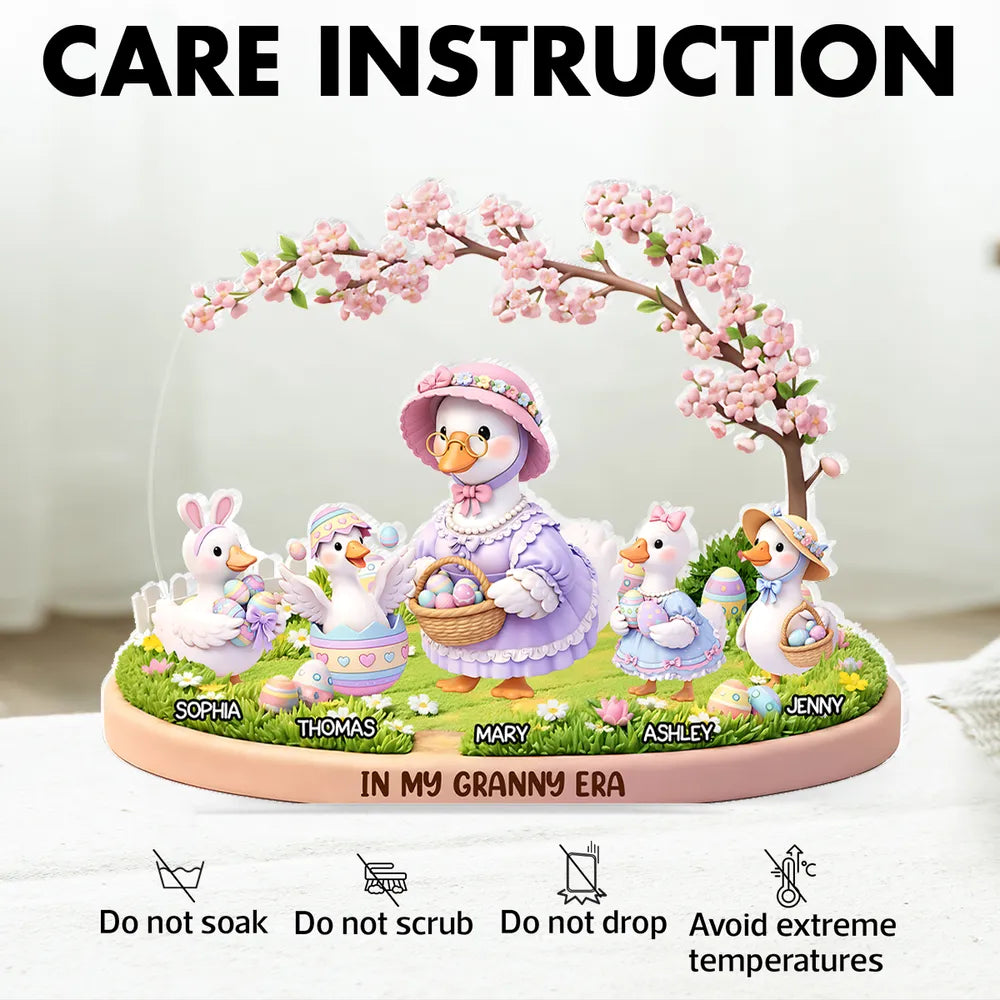 Personalized Family Goose Figurine for Easter Decor - Custom Names Plaque MagicInPrints