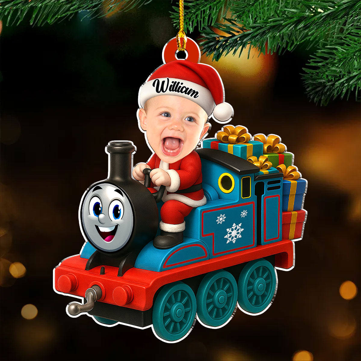Personalized Baby Photo Train Ornament for Kids - Christmas Gift Ornament MagicInPrints