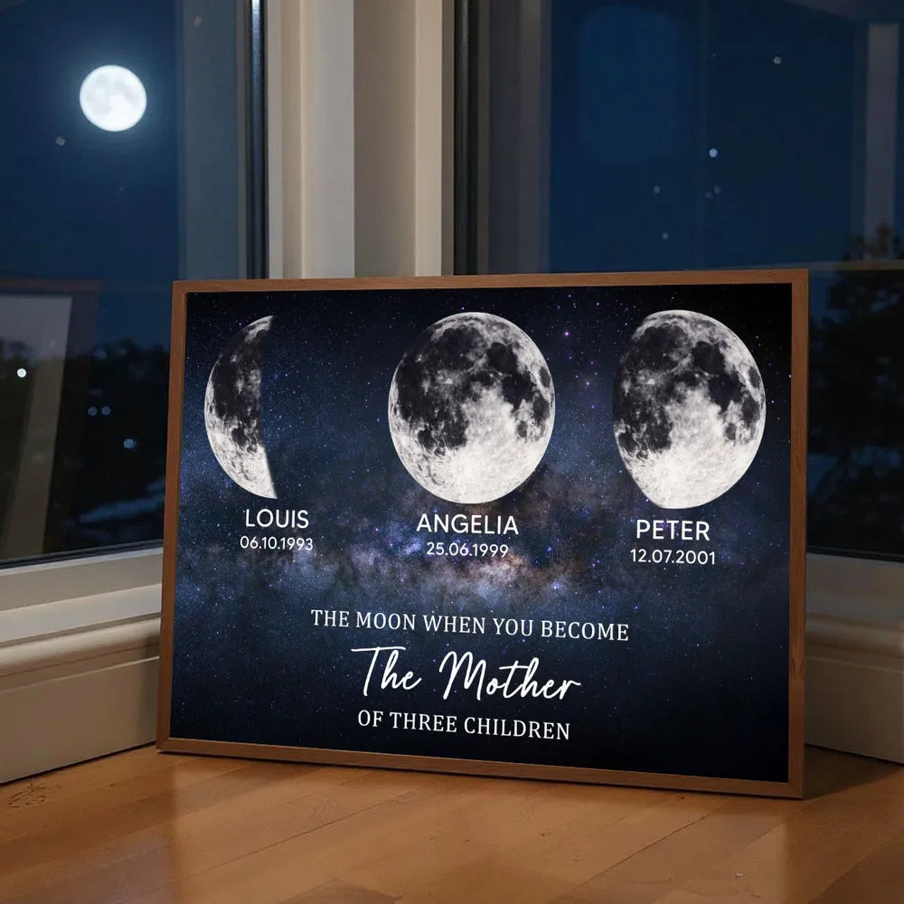 Personalized Moon Phase Family Canvas for Mothers - Sentimental Gift Poster or Canvas MagicInPrints