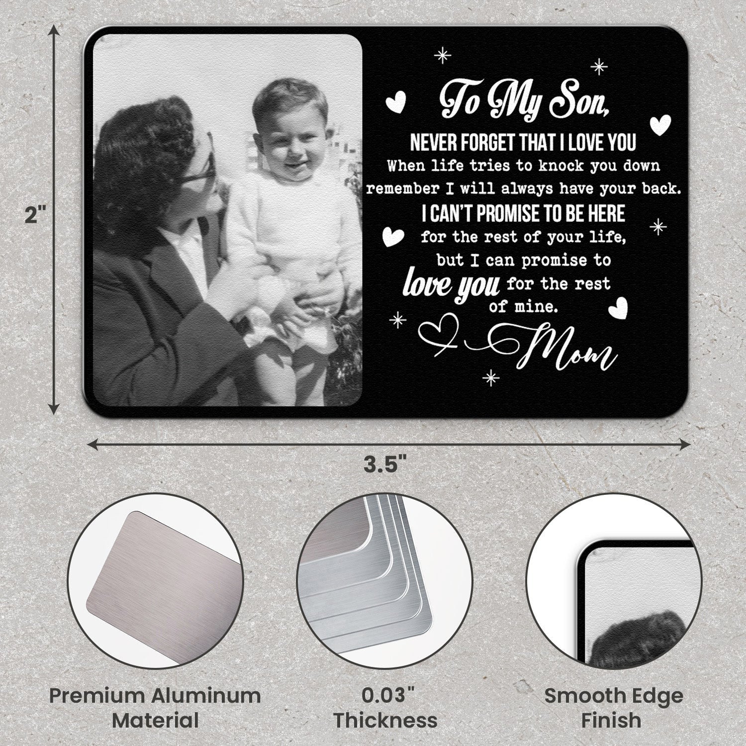 Personalized Leather Wallet for Son with Custom Photo and Heartfelt Message - Sentimental Gift from Mom Wallet Card MagicInPrints