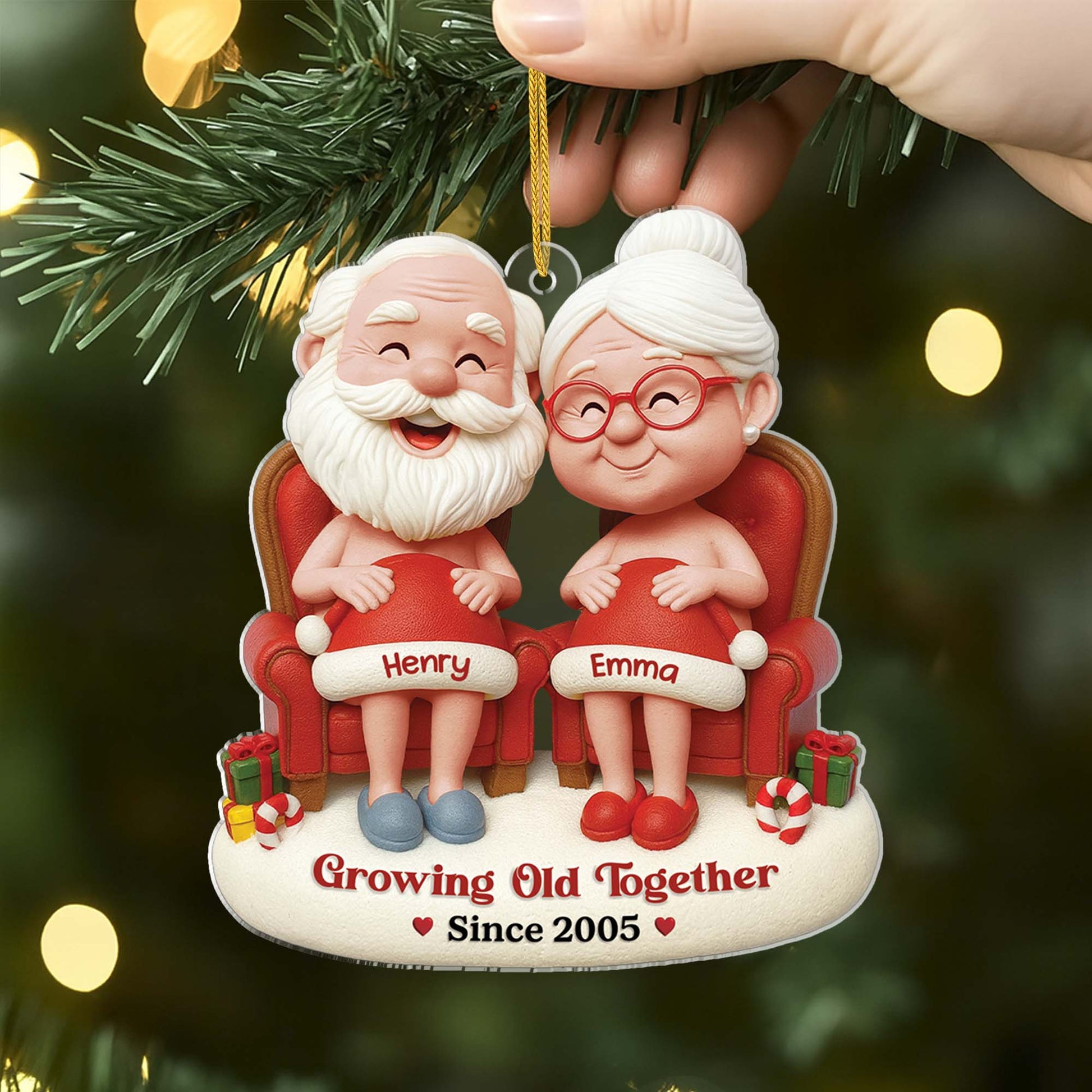 Personalized Couple Christmas Ornament for Grandparents - Growing Old Together Keepsake Ornament MagicInPrints