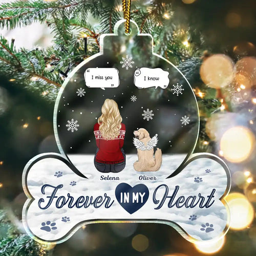 Forever In Our Hearts – Personalized Custom Shaped Acrylic Ornament – Gift for Dog Lovers Acrylic Ornament MagicInPrints