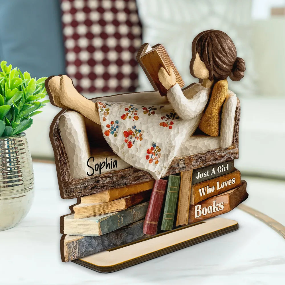 Personalized Book Lover Figurine for Girls - Reading Enthusiast Gift Plaque MagicInPrints