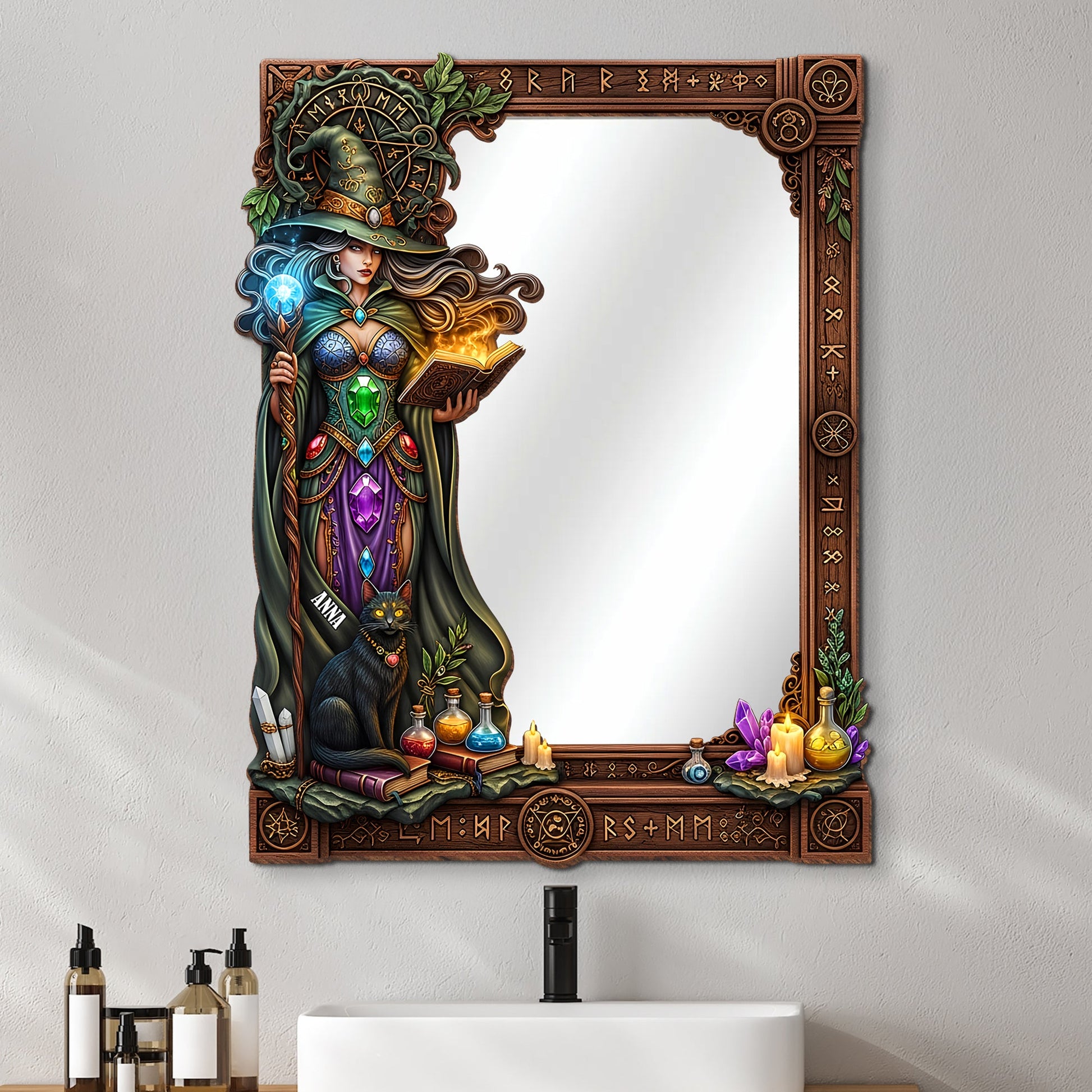 Unveil Your Magic - Mysterious Wall Hanging Mirror - Personalized Gifts for Witch Lovers Mirror MagicInPrints