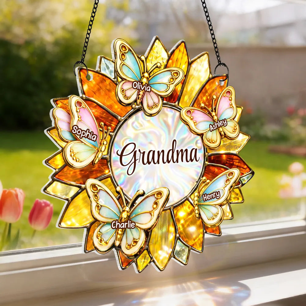 Personalized Butterfly Sun Catcher for Grandma - Custom Names Gift Ornament MagicInPrints