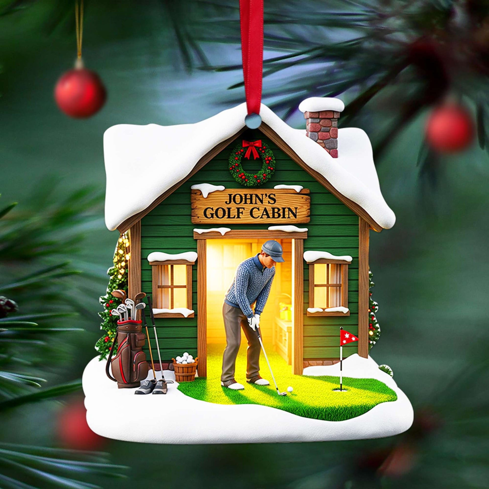 Golf Cabin Christmas Ornament - Personalized Gift For Golfers Ornament MagicInPrints