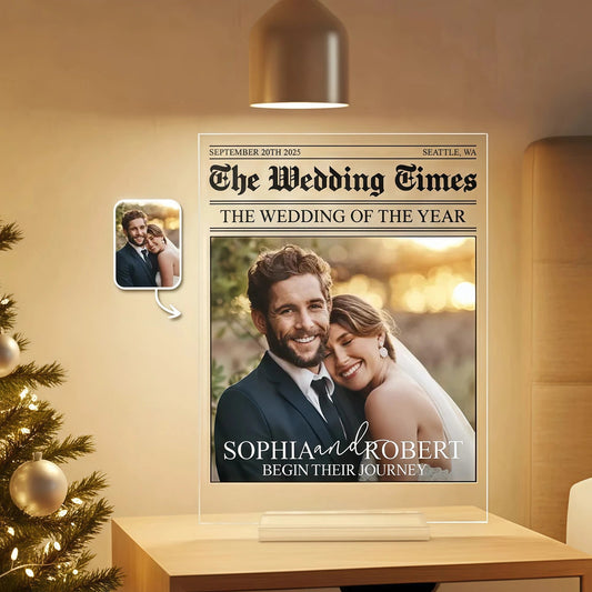 Personalized Wedding Newspaper Acrylic Sign for Couples - Wedding Keepsake Plaque MagicInPrints