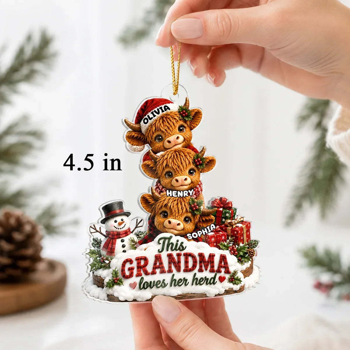 Personalized Acrylic Ornament Custom Gift for Grandma Holiday Cheer