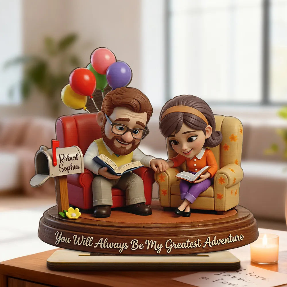 Personalized Grandparents Figurine with Books and Balloons - Sentimental Gift Plaque MagicInPrints