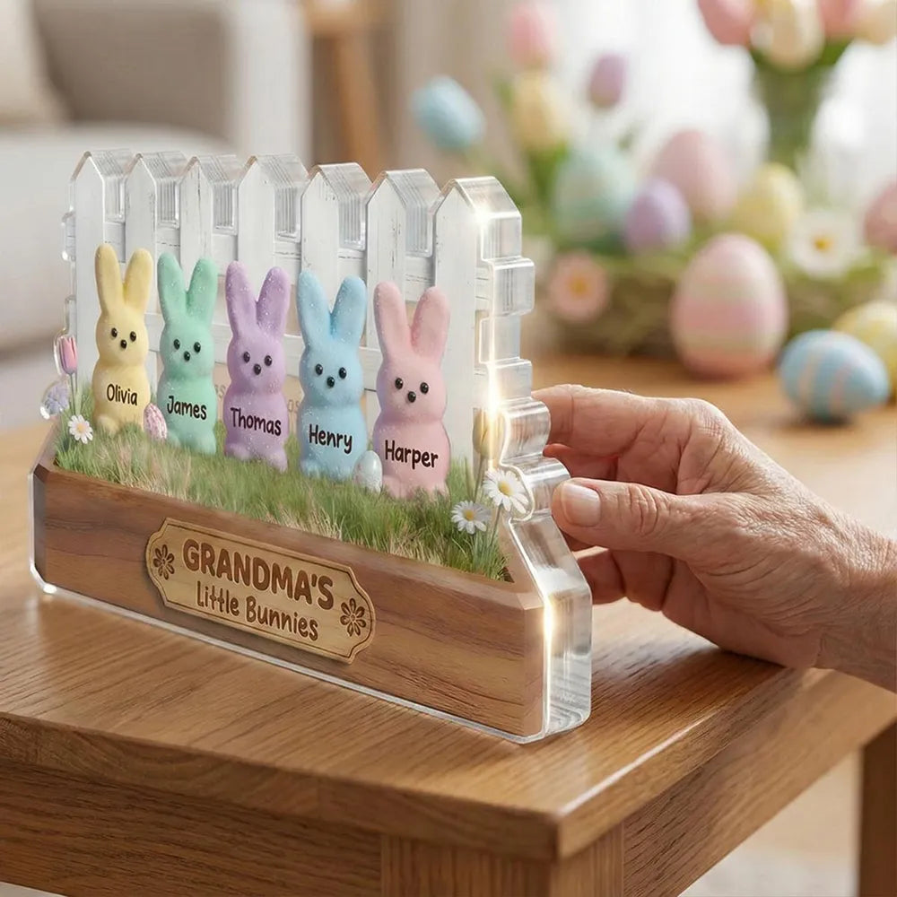 Personalized Bunny Family Garden Decor for Grandma - Easter Gift Plaque MagicInPrints