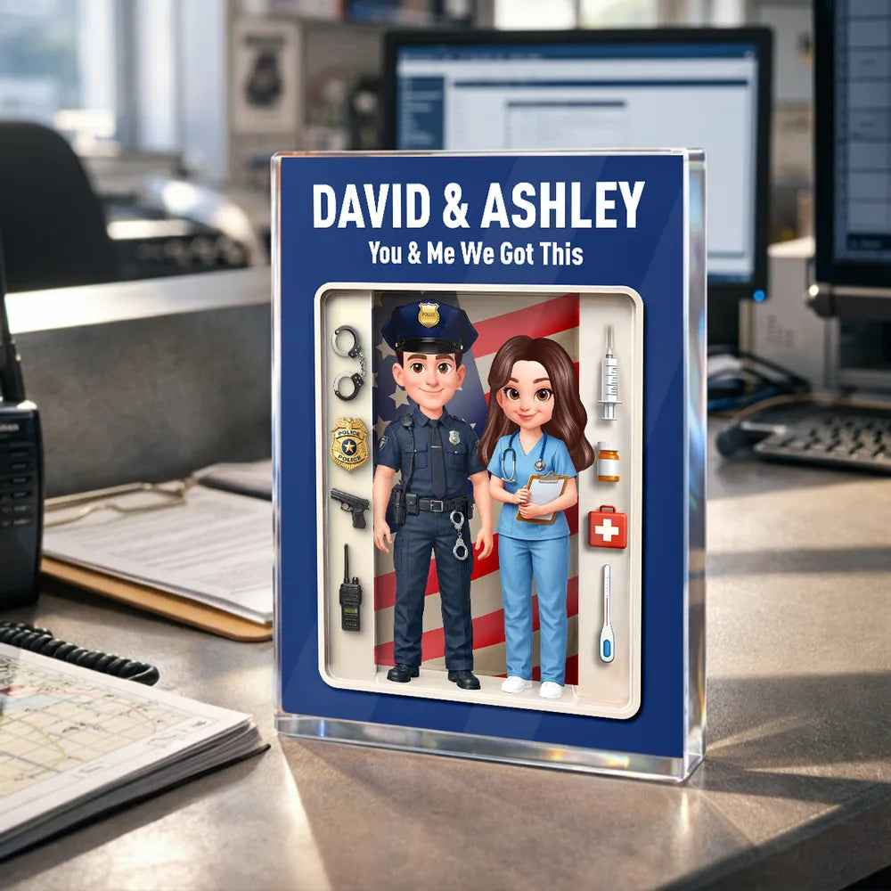 Custom Police and Nurse Figurine Display for Couples - Personalized Gift Plaque MagicInPrints
