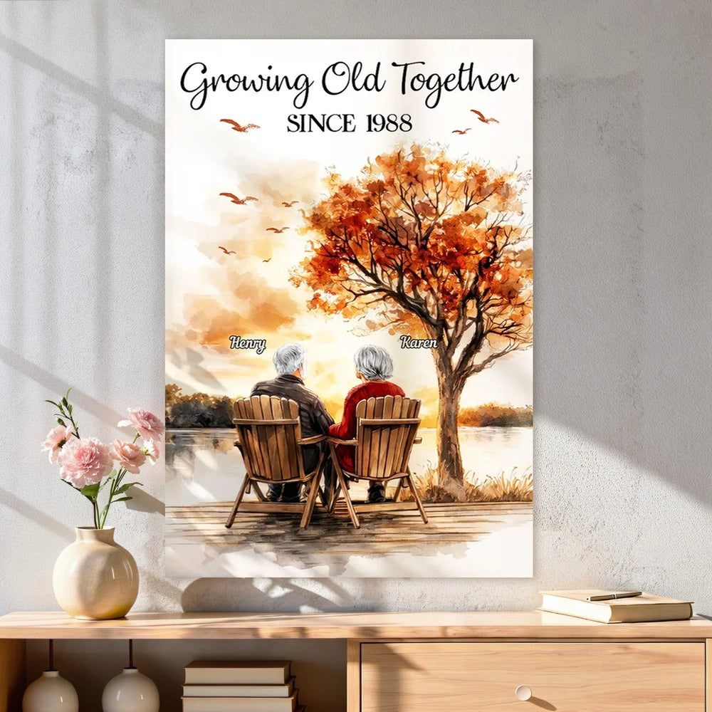 Personalized Canvas Art for Couples - Growing Old Together Since 1988 Poster or Canvas MagicInPrints