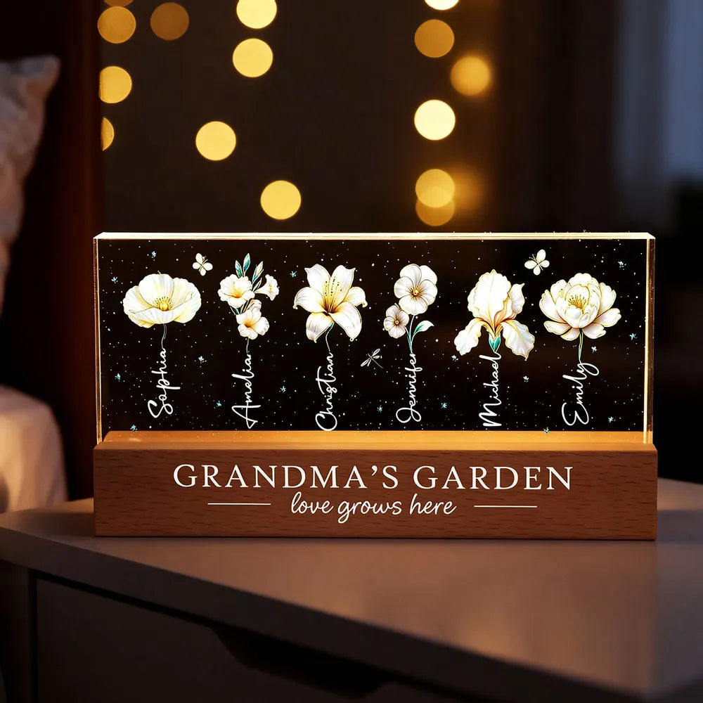 Personalized Acrylic Flower Block for Grandma - Custom Names Gift Plaque MagicInPrints