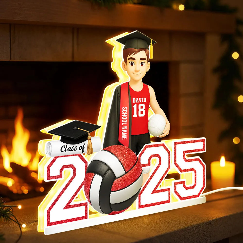 Personalized Graduation Volleyball LED Lamp for Class of 2025 - Perfect for Senior Athletes Plaque MagicInPrints