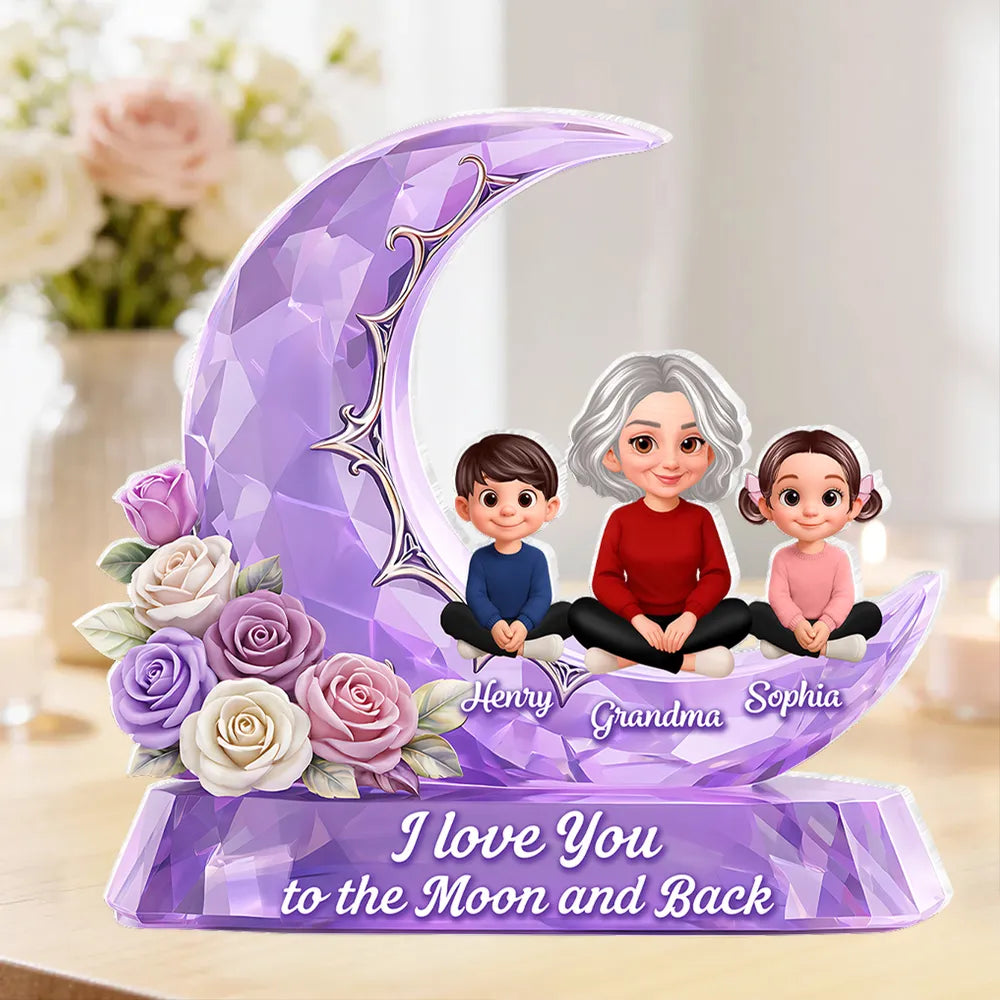 Personalized Moon and Back Acrylic Plaque for Grandma - Sentimental Gift Plaque MagicInPrints