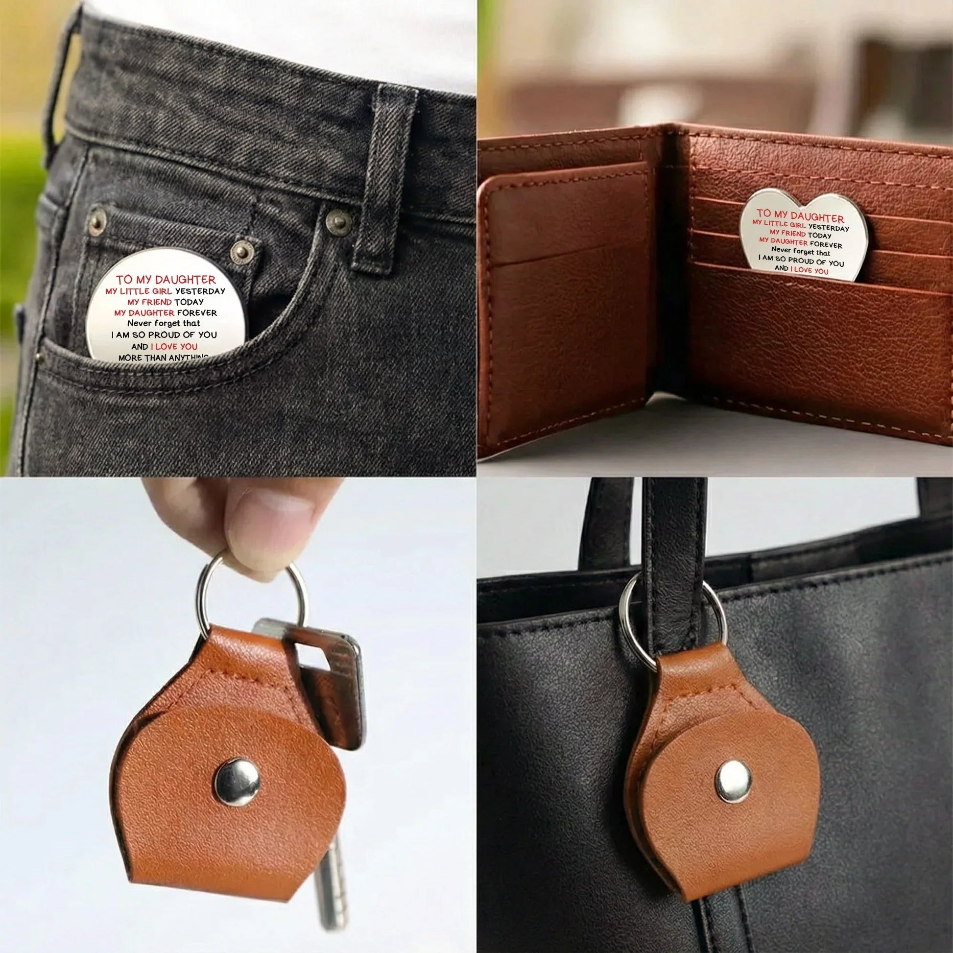 Personalized Keychain for Daughter - A Hug from Mom - Sentimental Gift Keychain MagicInPrints