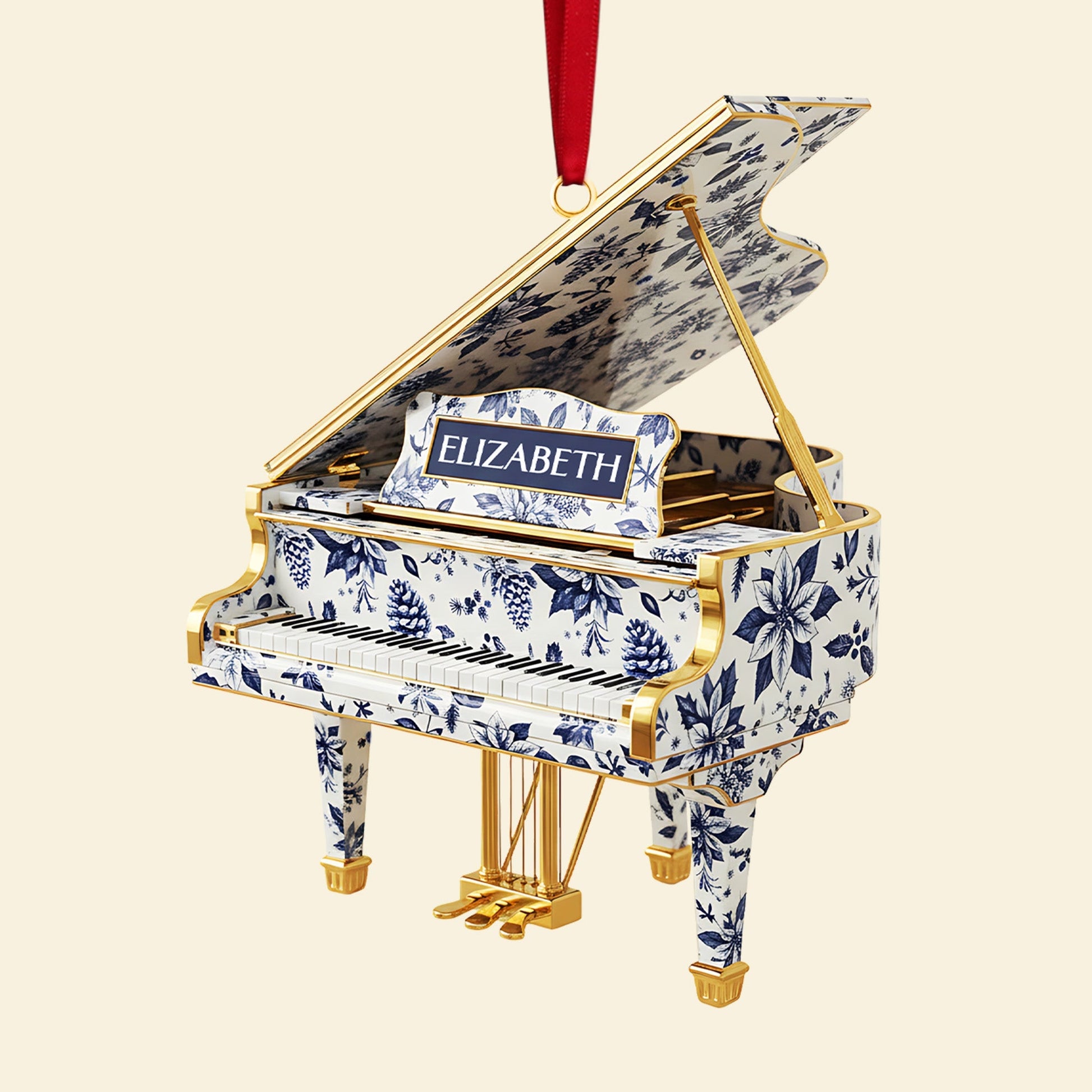 Personalized Gifts For Christmas, Piano Toile de Jouy Custom Shape Acrylic Ornament Ornament MagicInPrints