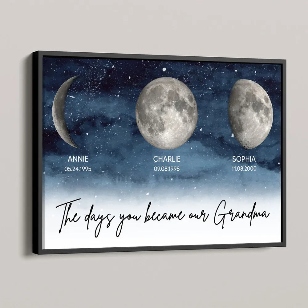 Personalized Moon Phase Wall Art for Grandma - Sentimental Gift Poster or Canvas MagicInPrints