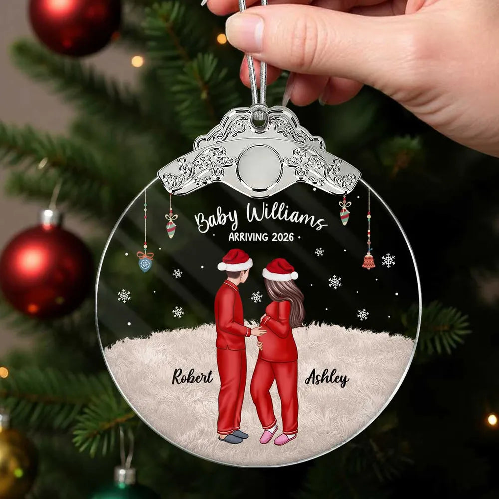 Personalized Family Christmas Ornament with Pets - Baby Announcement 2026 Ornament MagicInPrints