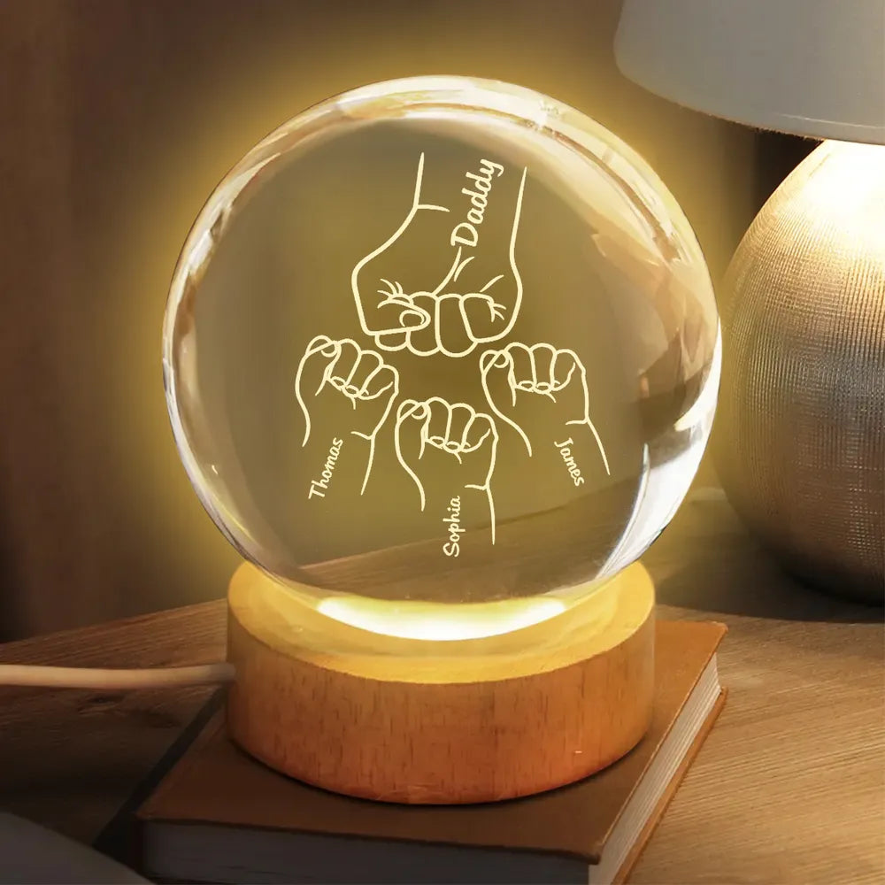 Personalized Family Fist Bump Night Light for Dad - Father's Day Gift Lamp MagicInPrints