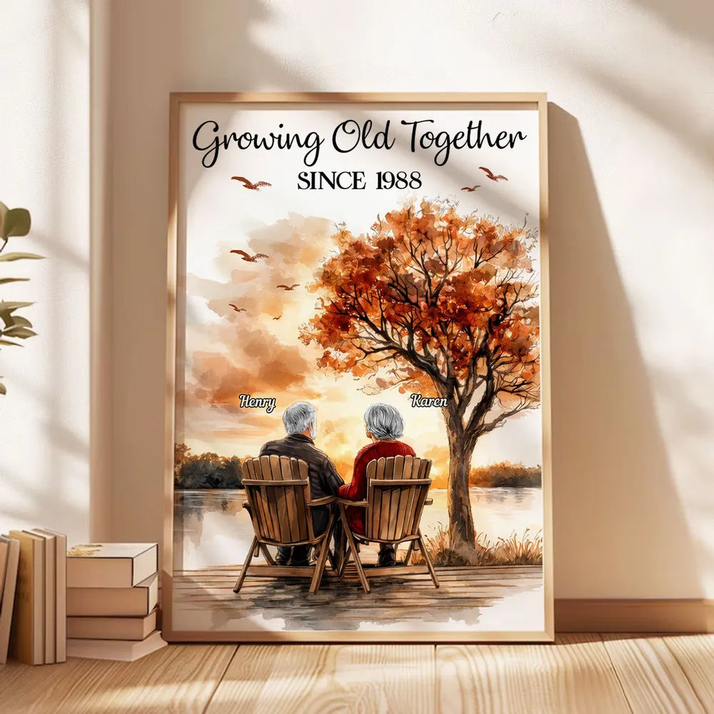 Personalized Canvas Art for Couples - Growing Old Together Since 1988 Poster or Canvas MagicInPrints