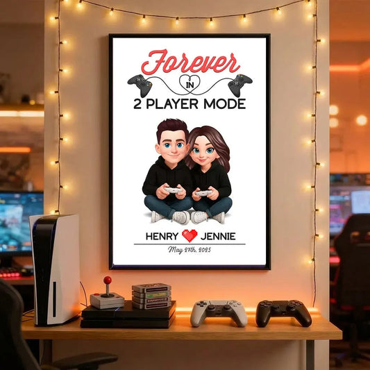 Custom Couple Gamer Poster for Gamers - Romantic Gift for Anniversary Poster or Canvas MagicInPrints