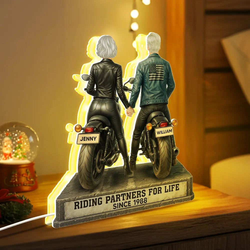 Custom Motorcycle Couple Figurine for Bikers - Anniversary Gift Plaque MagicInPrints