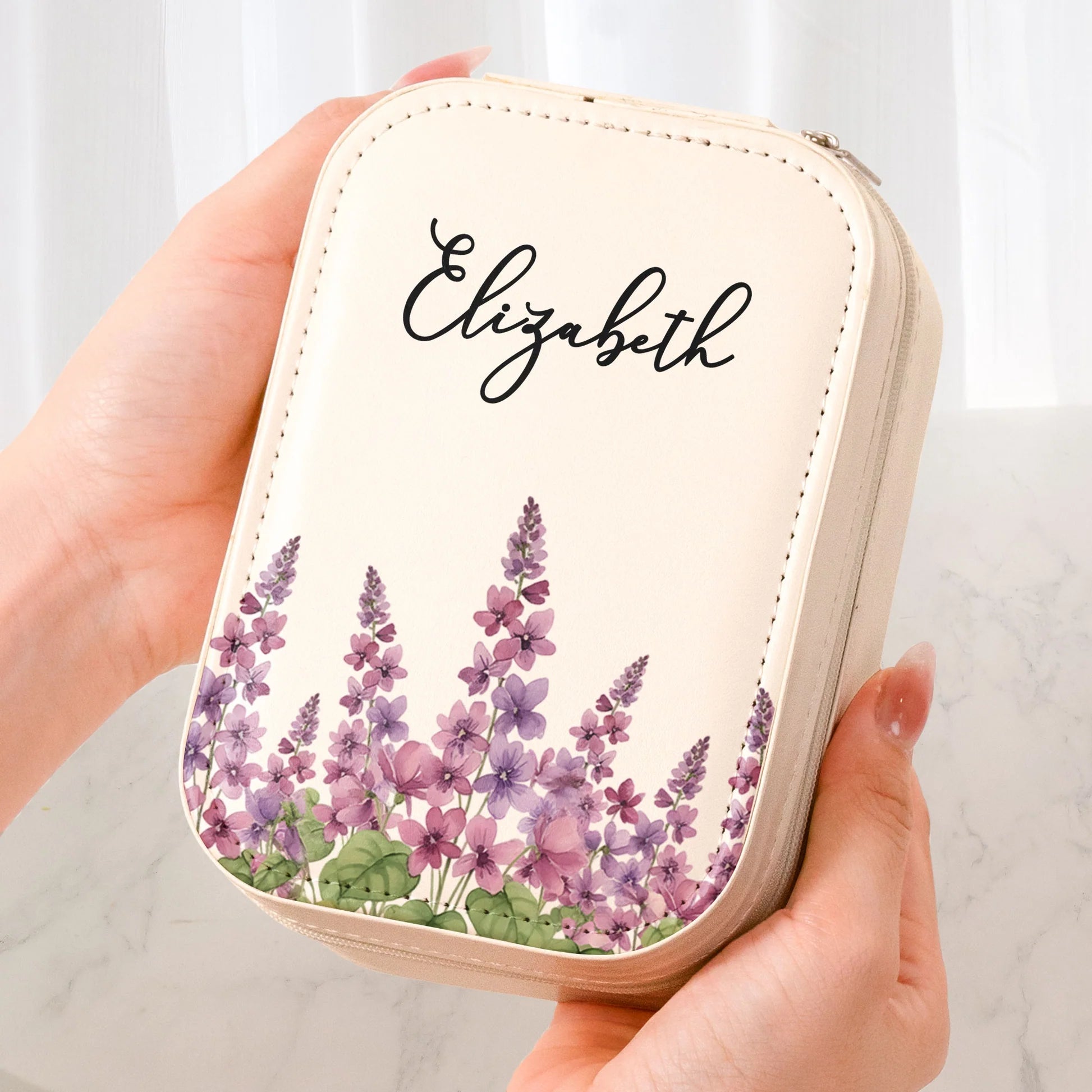 Personalized LED Makeup Mirror with Floral Design for Women - Perfect for Gifting Beauty Tools MagicInPrints