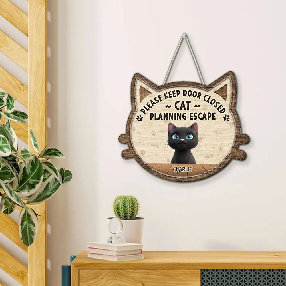 Custom Cat Door Sign for Pet Owners - Funny Home Decor Sign MagicInPrints