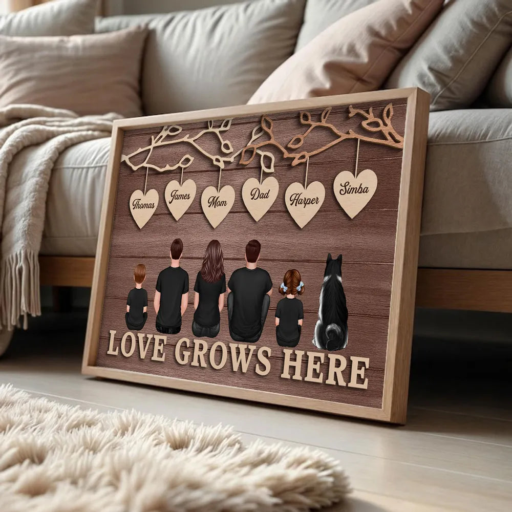 Personalized Family Wall Art for Home Decor - Love Grows Here Poster or Canvas MagicInPrints