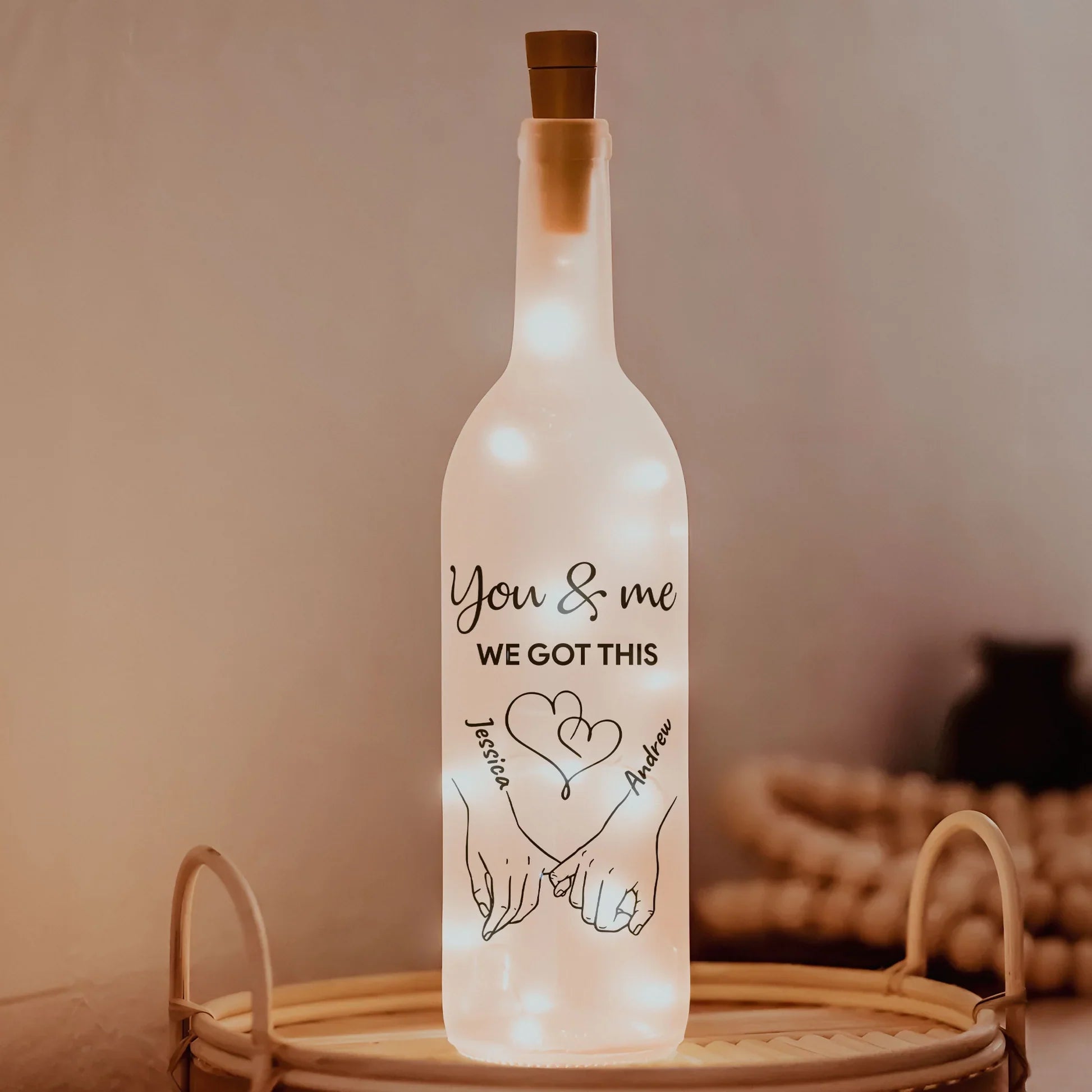 Personalized LED Wine Bottle Lamp for Couples - Romantic Gift Lamp MagicInPrints