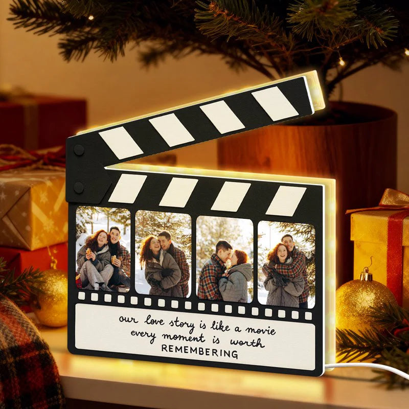 Personalized Photo Frame for Couples - Movie Clapper Design - Perfect for Christmas or Anniversary Plaque MagicInPrints