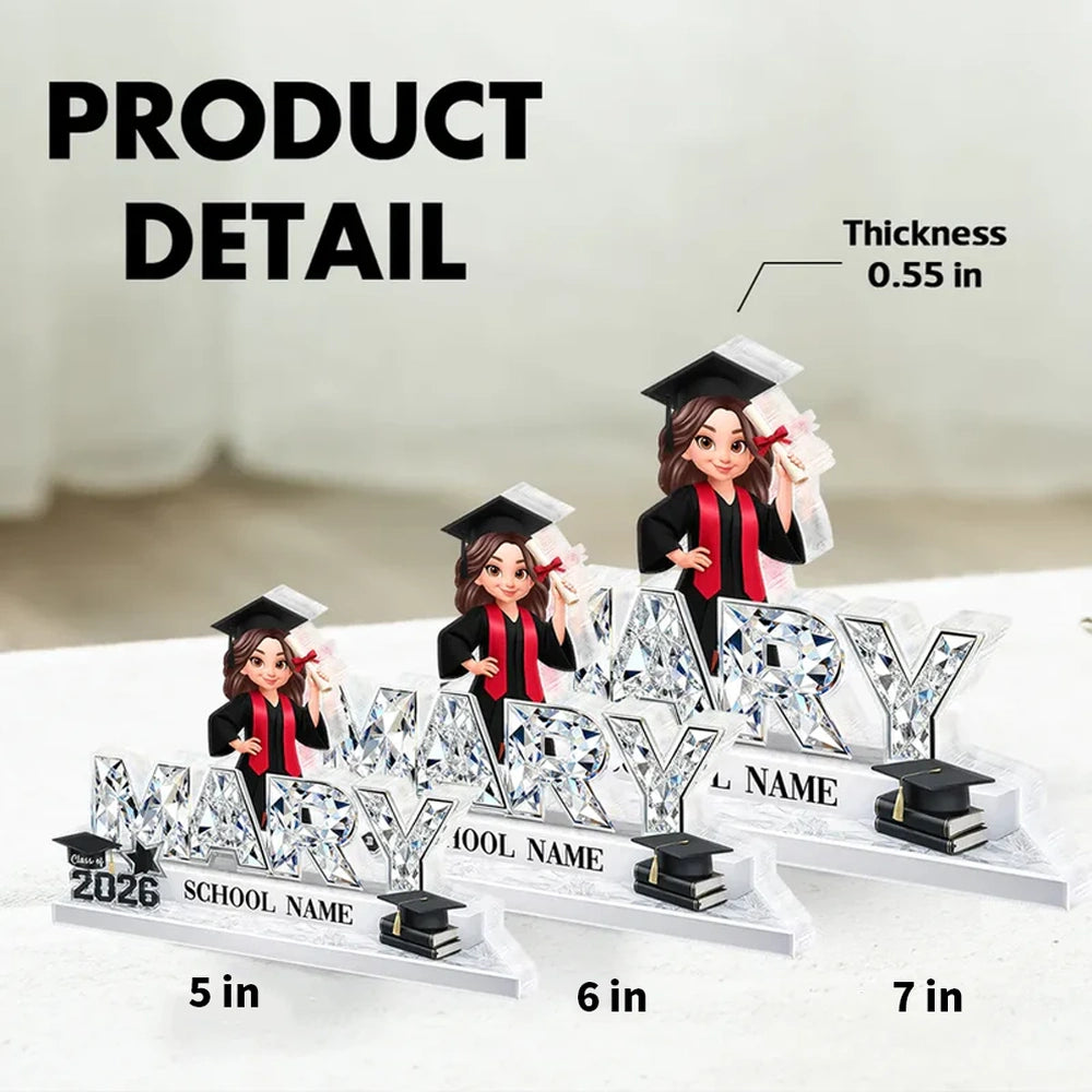 Personalized Graduation Crystal Name Plaque for Graduates - Class of 2026 Gift Plaque MagicInPrints