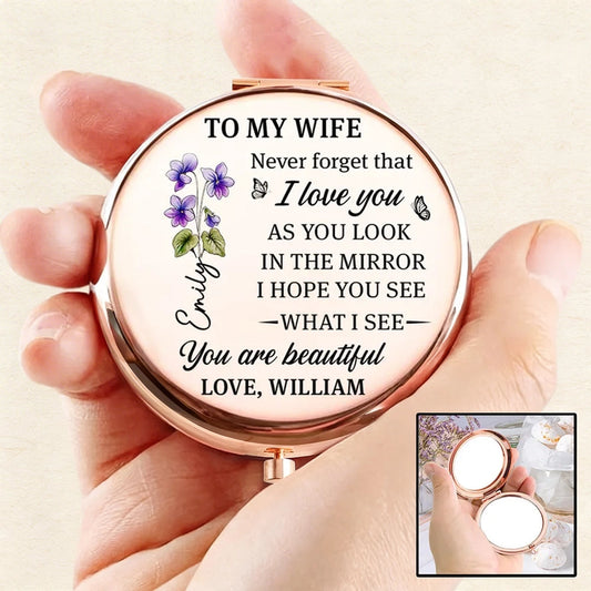 Personalized Compact Mirror for Wife - Sentimental Gift with Engraved Message Beauty Tools MagicInPrints