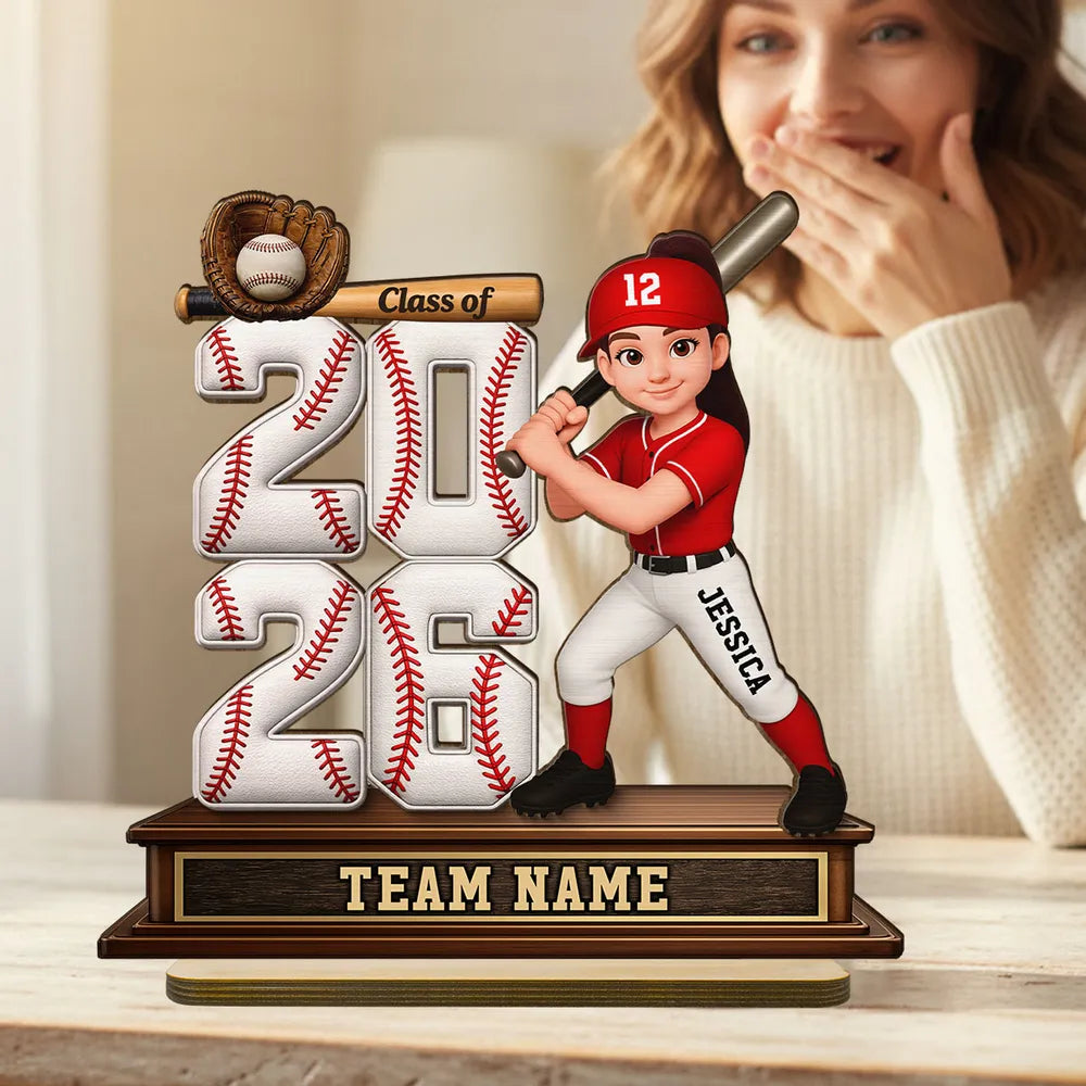 Personalized Baseball Graduation Gift for Class of 2026 - Custom Team Name Display Plaque MagicInPrints