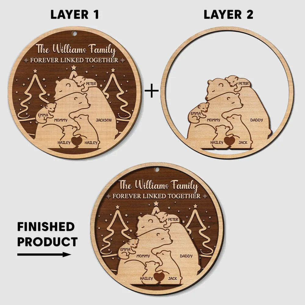 Custom Family Bear Wood Ornament for Christmas - Personalized Holiday Decor Ornament MagicInPrints
