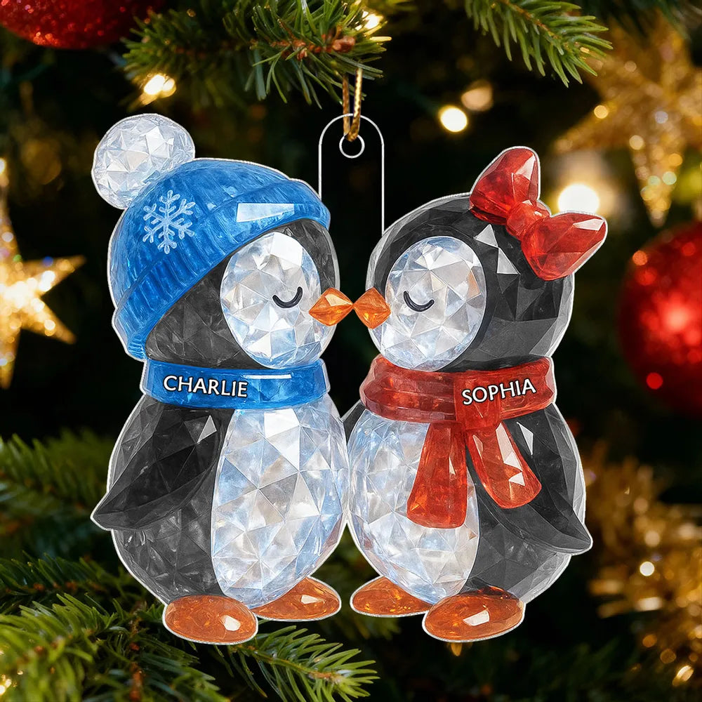 Personalized Penguin Couple Ornament for Christmas - Custom Names Winter Decoration Ornament MagicInPrints