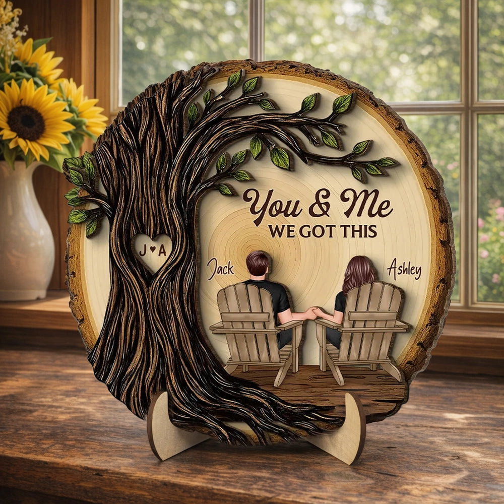Personalized Wooden Plaque for Couples - You & Me Tree Design Plaque MagicInPrints