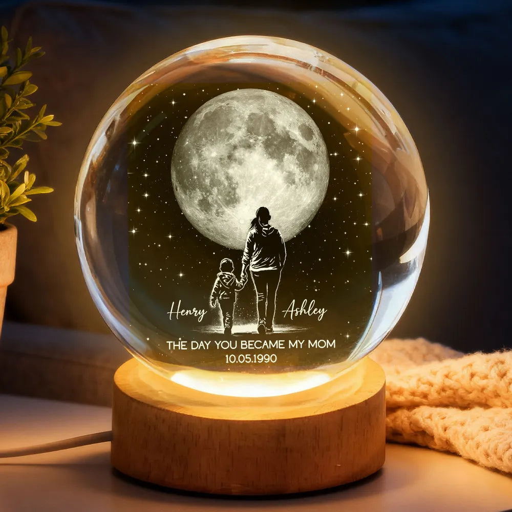 Personalized LED Night Light for Mom - Custom Moon Globe with Date Lamp MagicInPrints