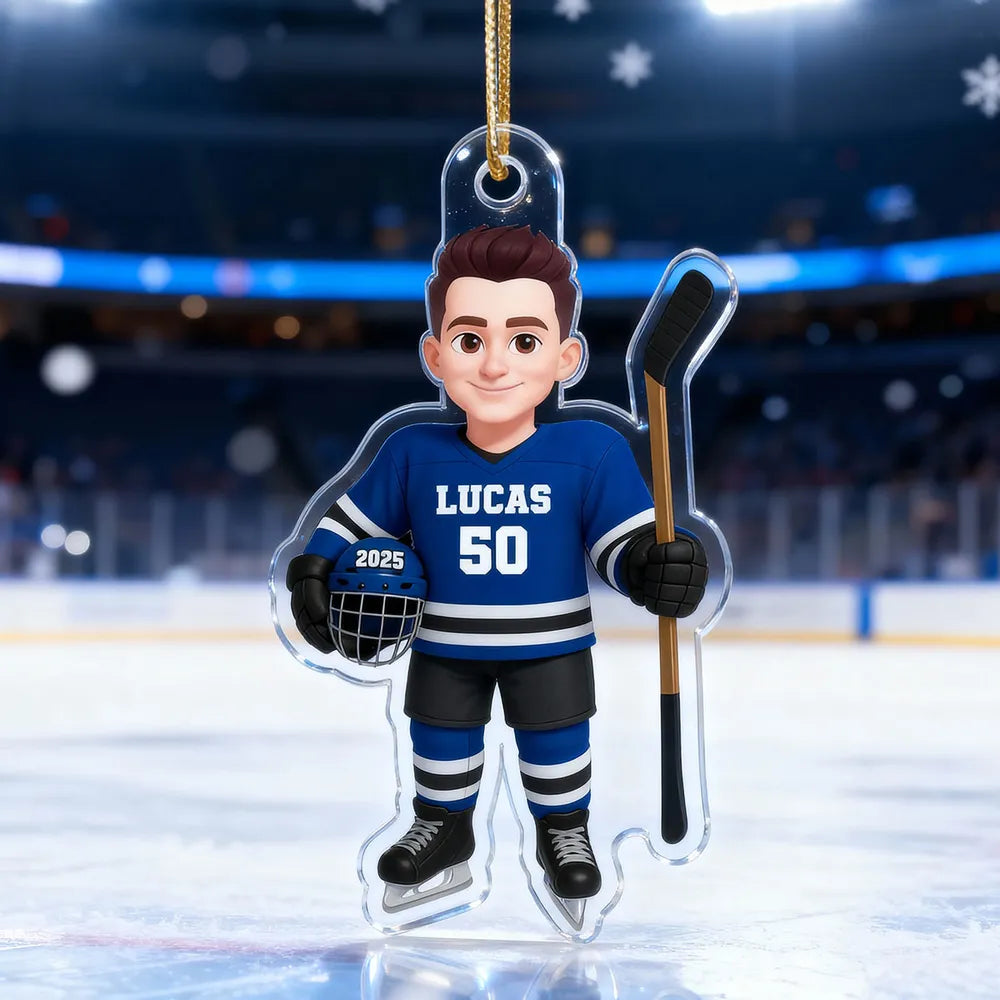 Custom Hockey Player Christmas Ornament for Kids - Personalized Gift Ornament MagicInPrints