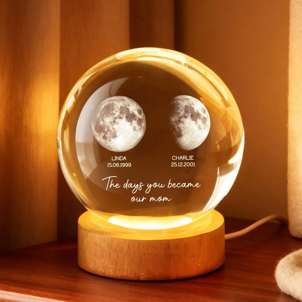 Personalized Moon Lamp for Mom - Custom Date and Message Gift Lamp MagicInPrints