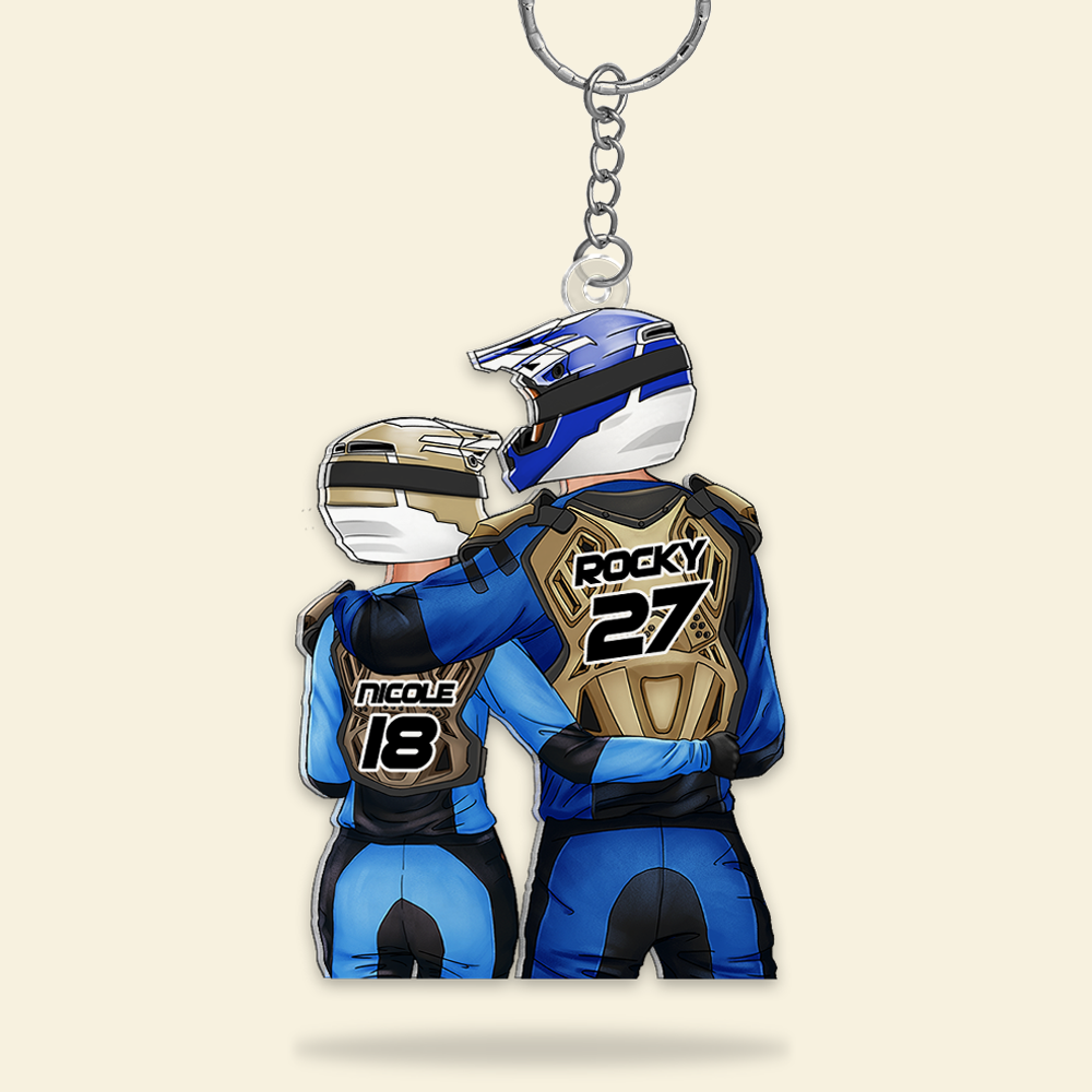 Personalized Motocross Couple Keychain – Unique Gift for Motorcycle Lovers Keychains PopCulturePrints