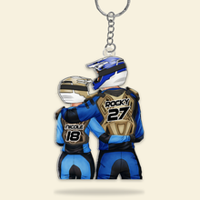 Load image into Gallery viewer, Personalized Motocross Couple Keychain – Unique Gift for Motorcycle Lovers Keychains PopCulturePrints
