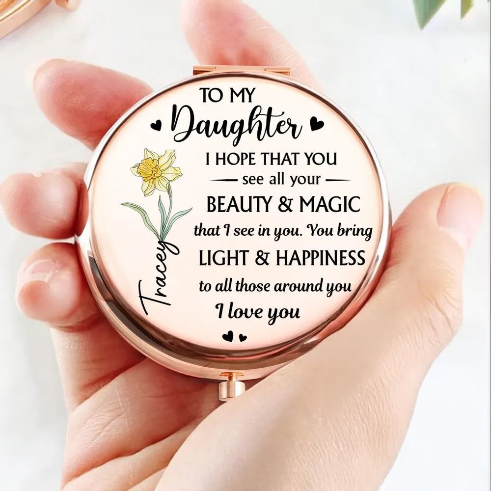 Personalized Compact Mirror for Daughter - Sentimental Gift with Inspirational Message Beauty Tools MagicInPrints