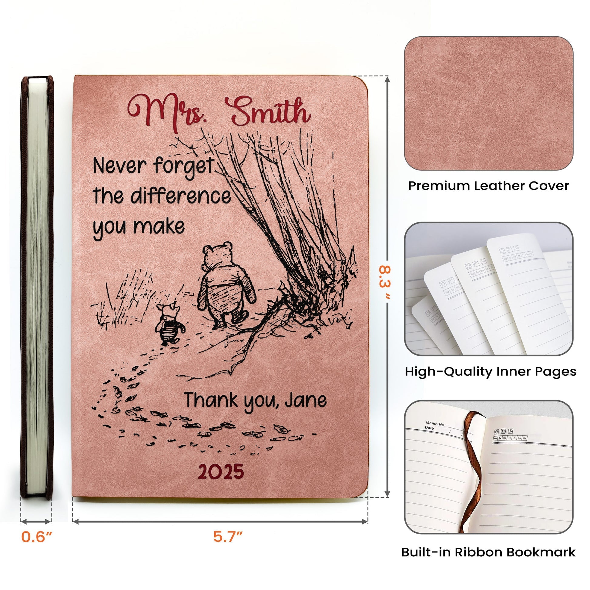 Personalized Teacher Journal Gift for Mrs. Smith - Sentimental 2025 Thank You Notebook Stationery MagicInPrints